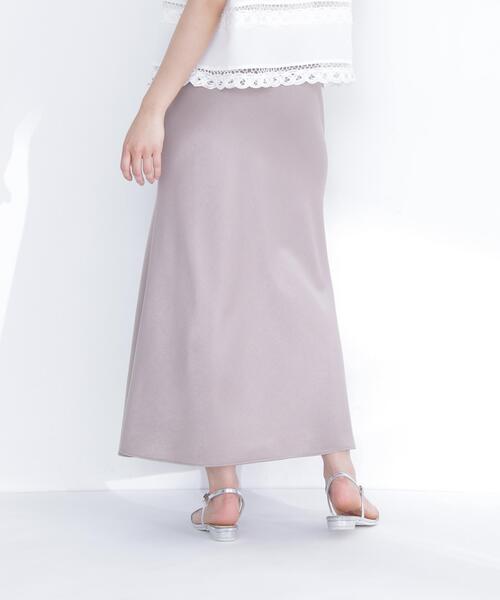 バイアスサテンナロースカート イエロー サイズPX NATURAL BEAUTY BASIC（ナチュラルビューティーベーシック） スカート