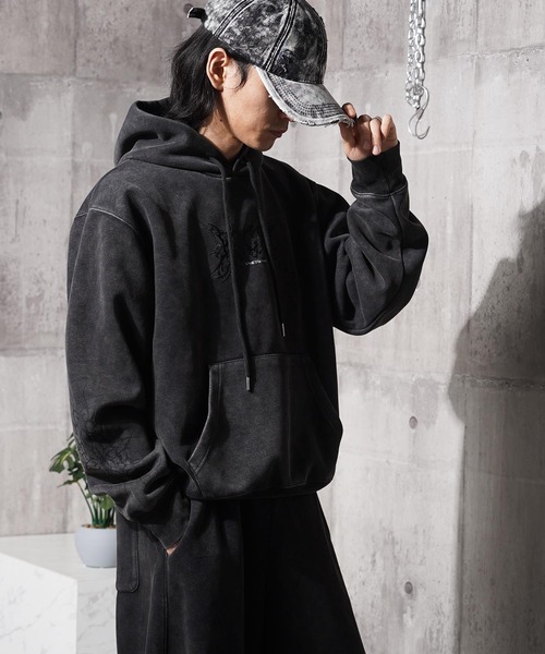 パーカー トライバル柄 ピグメントフーディー / Tribal Print Pigment