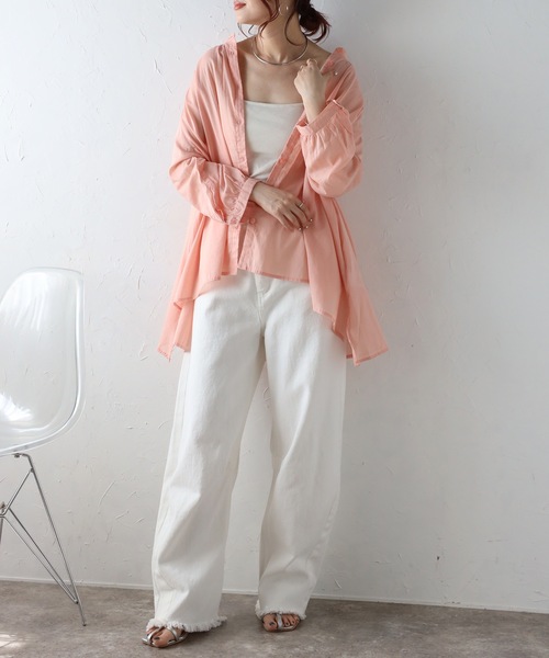 「＆HALF」 長袖ブラウス L ホワイト レディース_画像3