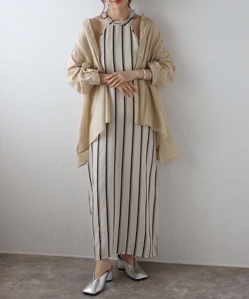 「＆HALF」 長袖ブラウス L ホワイト レディース_画像9