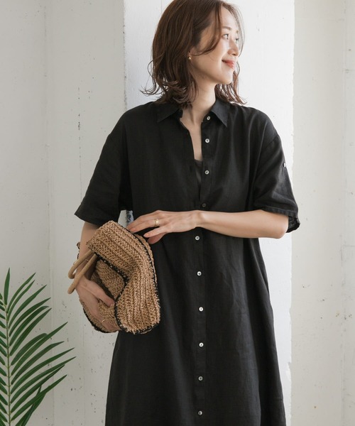 「URBAN RESEARCH DOORS」 シャツワンピース MEDIUM グリーン レディース_画像2