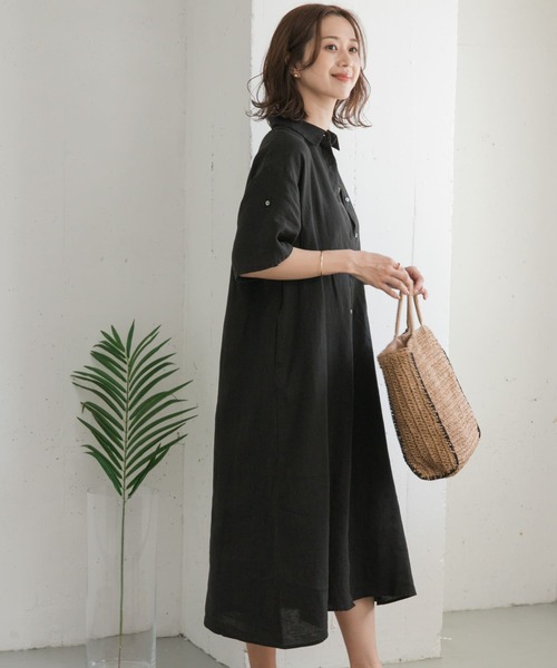 「URBAN RESEARCH DOORS」 シャツワンピース MEDIUM グリーン レディース_画像4