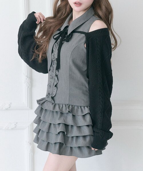 Nosleeve Frill Onepiece Short Bolero セット OLIVE des OLIVE（オリーブデオリーブ） ワンピース 「Belle Charme