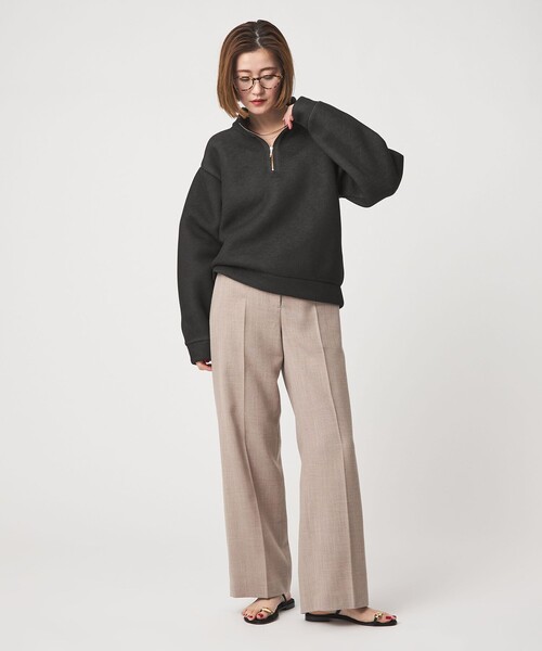conte フリース ジップ プルオーバー F オフホワイト conte＞ ハーフジップ プルオーバー