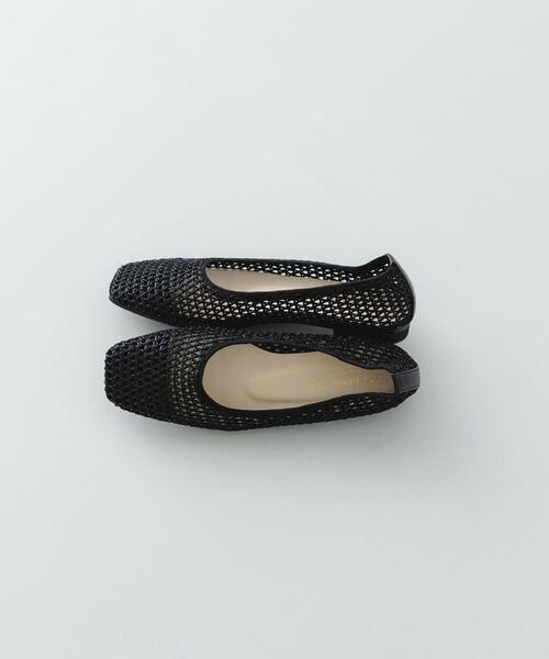 バレエシューズ パンプス 「MADE IN JAPAN」 スクエアメッシュフラットシューズの画像