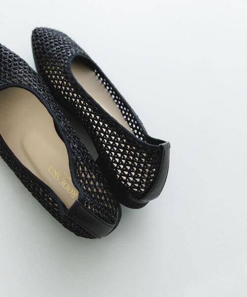 バレエシューズ パンプス 「MADE IN JAPAN」 スクエアメッシュフラットシューズの画像