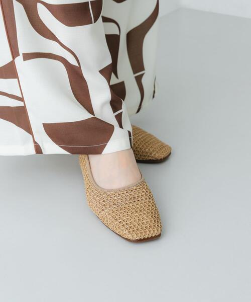 バレエシューズ パンプス 「MADE IN JAPAN」 スクエアメッシュフラットシューズの画像