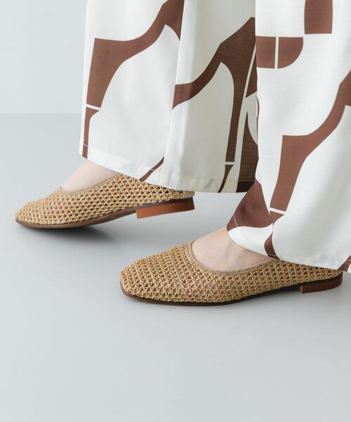 バレエシューズ パンプス 「MADE IN JAPAN」 スクエアメッシュフラットシューズの画像