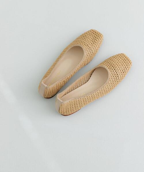 バレエシューズ パンプス 「MADE IN JAPAN」 スクエアメッシュフラットシューズの画像