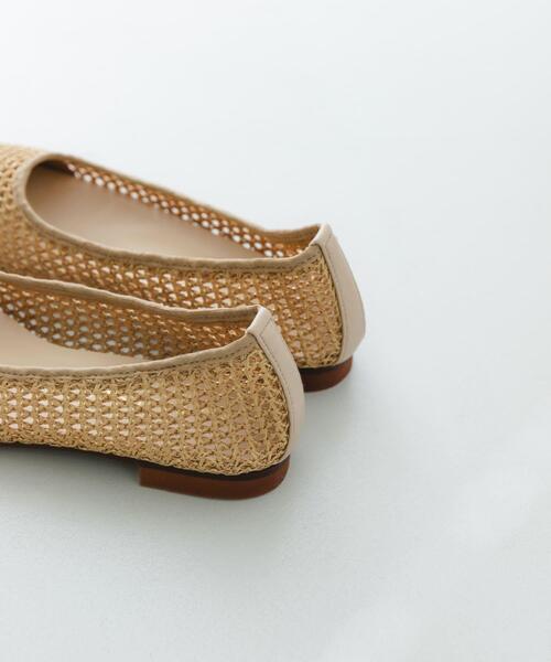 バレエシューズ パンプス 「MADE IN JAPAN」 スクエアメッシュフラットシューズの画像