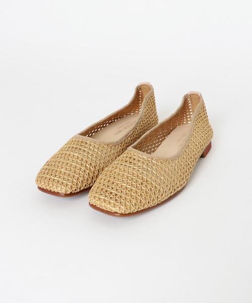 バレエシューズ パンプス 「MADE IN JAPAN」 スクエアメッシュフラットシューズの画像