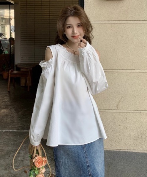 「CELENA BEATS」 長袖ブラウス FREE ホワイト レディース_画像2