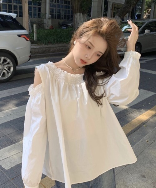 「CELENA BEATS」 長袖ブラウス FREE ホワイト レディース_画像4