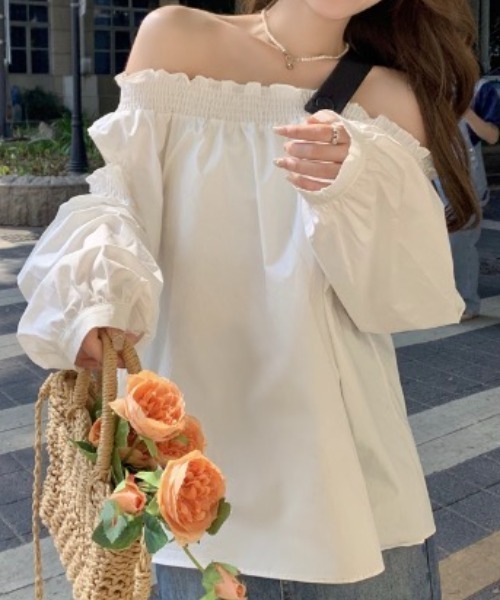 「CELENA BEATS」 長袖ブラウス FREE ホワイト レディース_画像6