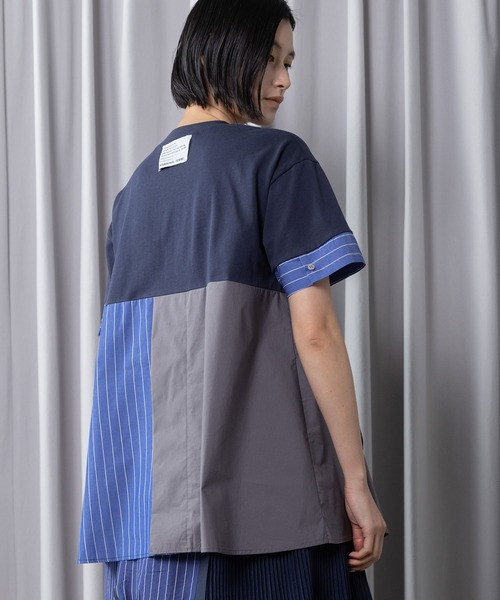 tシャツ コンビネーションデザイントップス レディースの画像