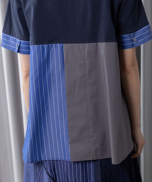 tシャツ コンビネーションデザイントップス レディースの画像