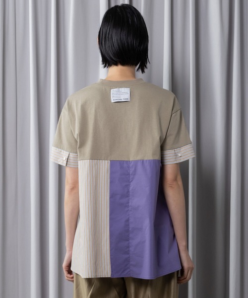 tシャツ コンビネーションデザイントップス レディースの画像