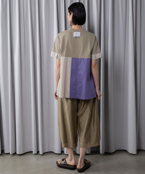 tシャツ コンビネーションデザイントップス レディースの画像