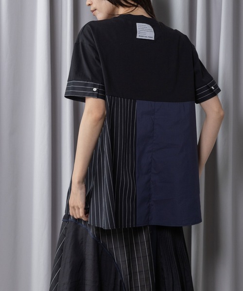 tシャツ コンビネーションデザイントップス レディースの画像