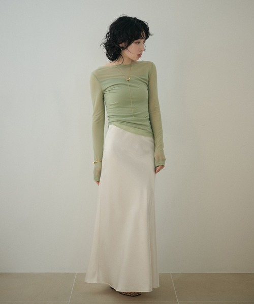 ロング スカート satin narrow flare long skirt /サテンナローフレア