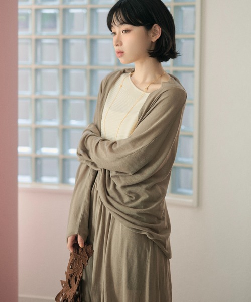 カーディガン drape dolman sleeve knit cardigan /ドレープドルマン
