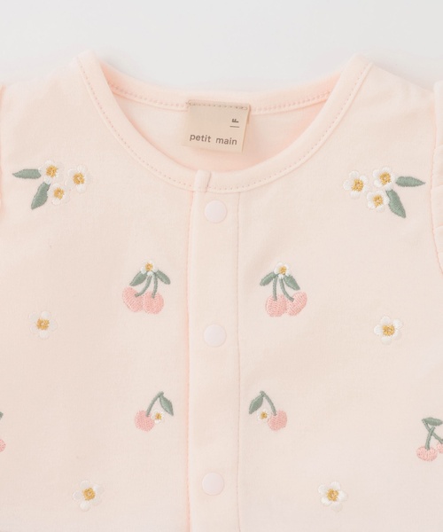petit main ベビー服 ロンパース フルーツ刺しゅう2WAYオール 