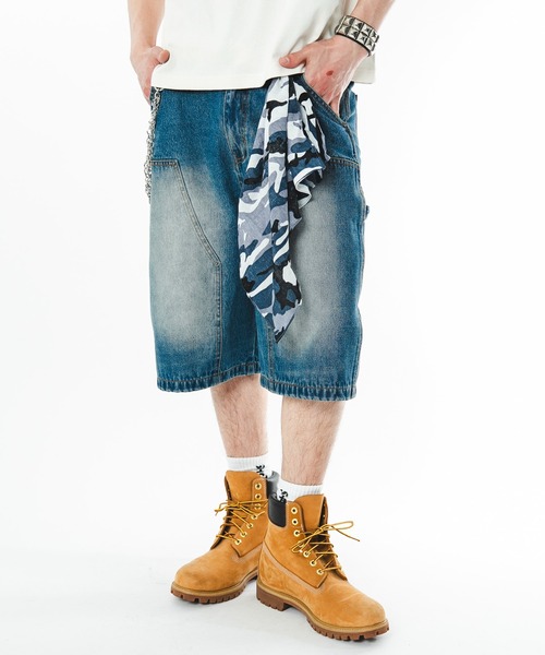 punkandyo denim shorts W34 デニムショーツ SHORT ROUND ジーンズ SHORT ROUND/「26年春夏新作」ダブルニーデニム
