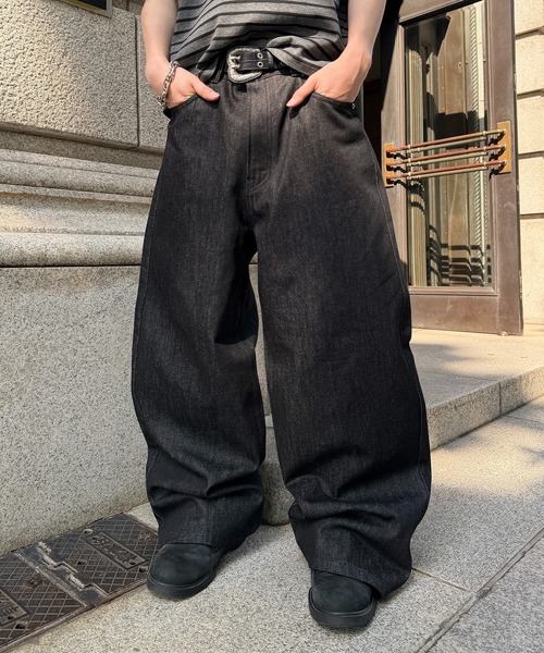 BADBLOOD デニムパンツ ワイドシルエット ストリート kutir（クティール） ワイドパンツ ジーンズ WIDE SILHOUETTE RIGID