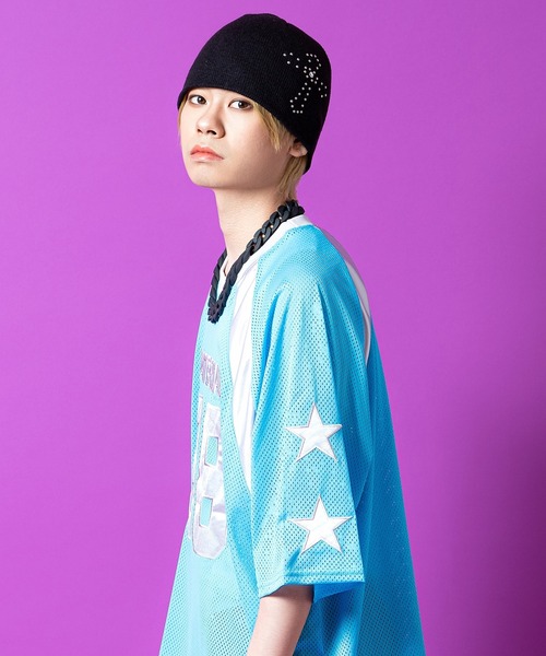 tシャツ a.p.o.v. ナンバリングワッペン＆サテンライン切替メッシュ