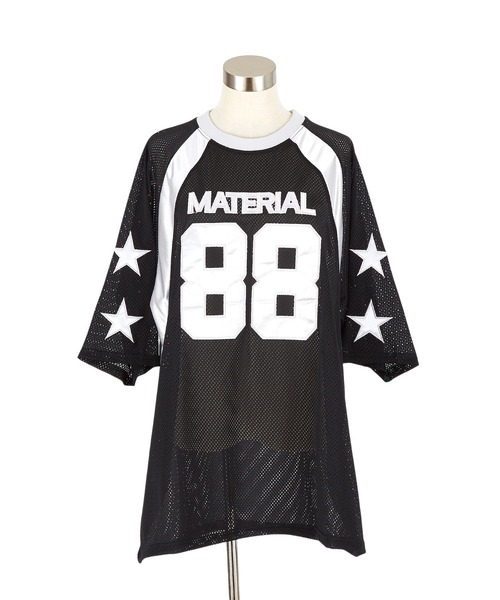 tシャツ a.p.o.v. ナンバリングワッペン＆サテンライン切替メッシュ
