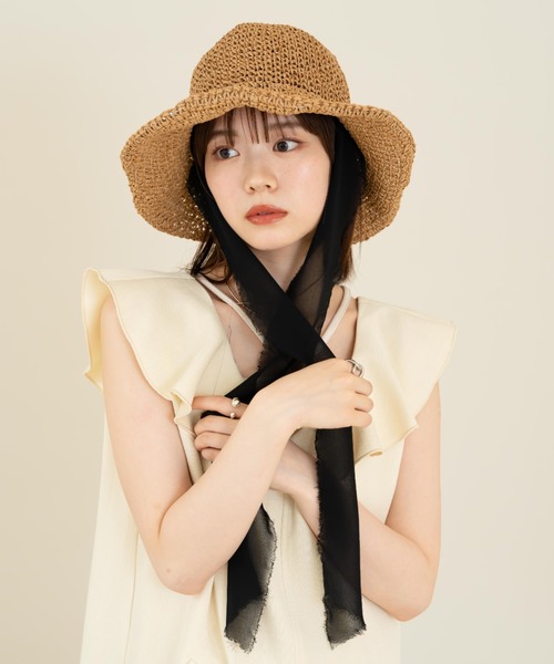 「hinari」 ストローハット FREE ベージュ レディース_画像2