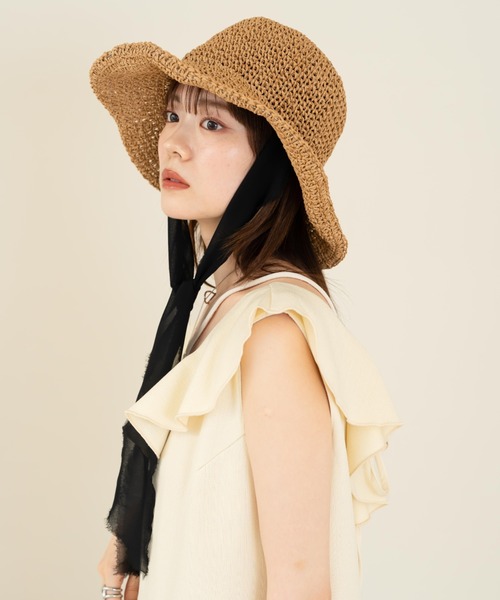 「hinari」 ストローハット FREE ベージュ レディース_画像3