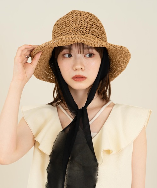 「hinari」 ストローハット FREE ベージュ レディース_画像9