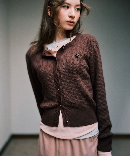 新品　MARY QUANT ニットカーディガン ピンク　お花ボタン　デイジー柄 MARY QUANT（マリークヮント） カーディガン マリークワント 「MARY