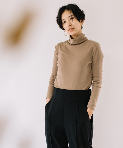 tシャツ 「Liyoca」ドライスムースハイネックカットソープルオーバー レディース Liyoca tシャツ 「Liyoca」ドライスムースハイネックカットソー