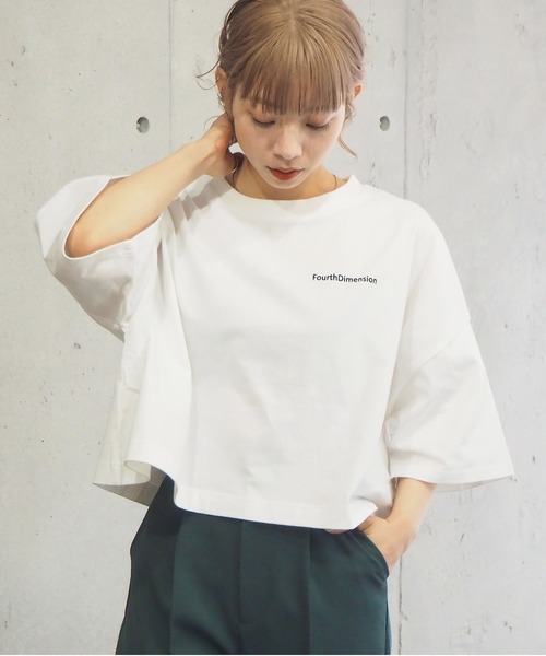 ショート丈Tシャツ tiptop tシャツ 「2025SS新色登場！」ショート丈前後プリントT