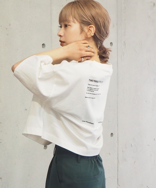 tシャツ ショート丈ロゴＴシャツ レディース tiptop tシャツ 「2025SS新色登場！」ショート丈前後プリントT