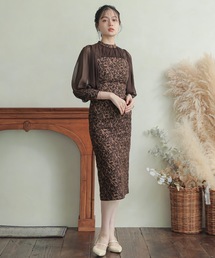 【美品】niana ジャガードセットアップドレス　M niana（ニアナ） セットアップ ジャガードブラウスIラインスカート