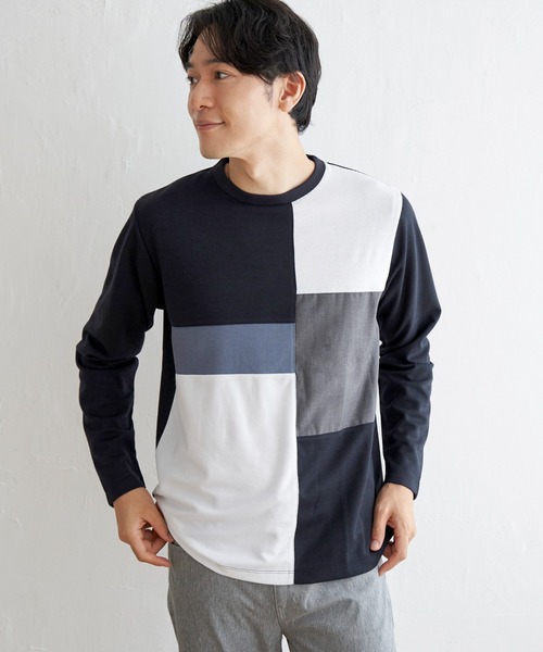 ikka（イッカ） tシャツ 「親子コーデ」ポンチブロックスロンT メンズ