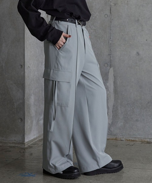 SERACE カーゴパンツ 「SERACE」Loose drape/denim wide slacks cargo