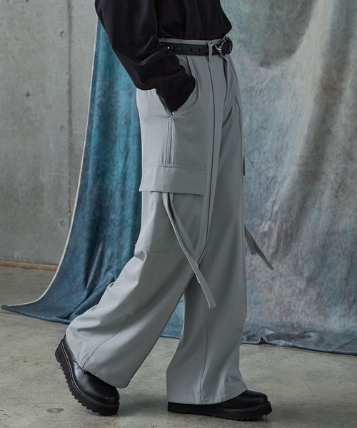 SERACE カーゴパンツ 「SERACE」Loose drape/denim wide slacks cargo