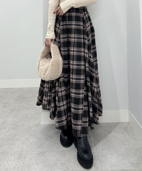 美品⚫︎シビラリモンタチェックスカートM シルクタフタタックスカート(ミモレ丈スカート) | Sybilla(シビラ