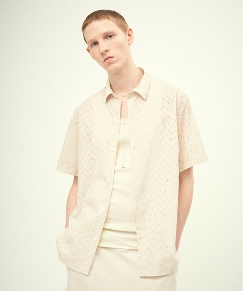 Juha（ユハ） シャツ 半袖 LAWN LACE S/S SHIRT メンズ レディース