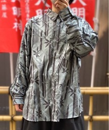 AXESーX シャツ 竹林プリントドルマン長袖シャツ メンズ
