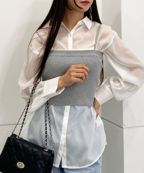 ATELIER NAIN ビスチェ付きシャツ Tシャツセットカギ針ビスチェアンサンブル(504800385) | アール