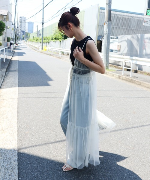 andme（アンドミー） ワンピース フロントリボンチュールキャミ