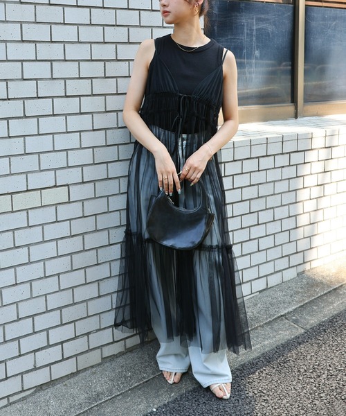 黒 メッシュ キャミワンピース 　d&g リボン マーメイドデニムリボンキャミワンピース – レディースファッション