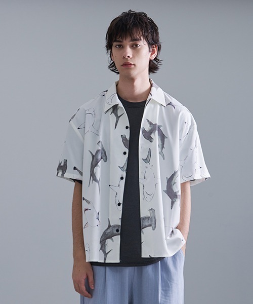 Revo. シャツ 総柄アソート セミオープンカラー半袖シャツ メンズ