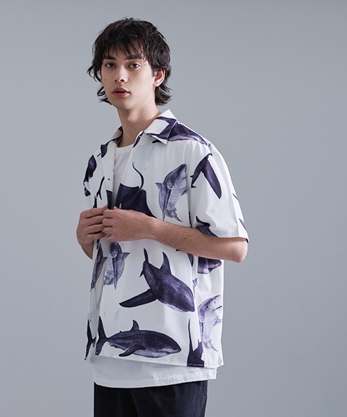 Revo. シャツ 総柄アソート セミオープンカラー半袖シャツ メンズ