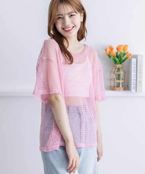 COCODEAL クロスデザインメッシュトップス ベビーピンク 新品未使用 19.jpg